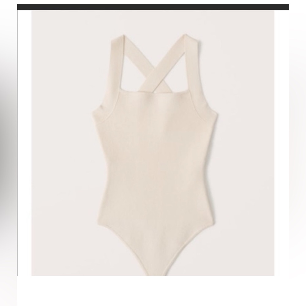 Abercrombie Halter Crossback Bodysuit in Cream Color